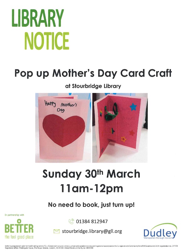 Stourbridge Library - Pop Up Mothers Day Card Craft